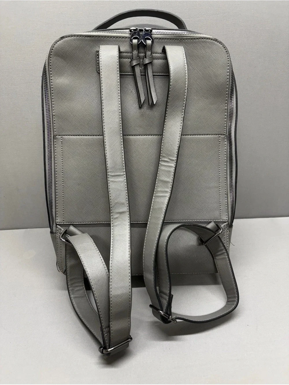 CALPAK Kaya Faux Leather Laptop Backpack Cool Grey